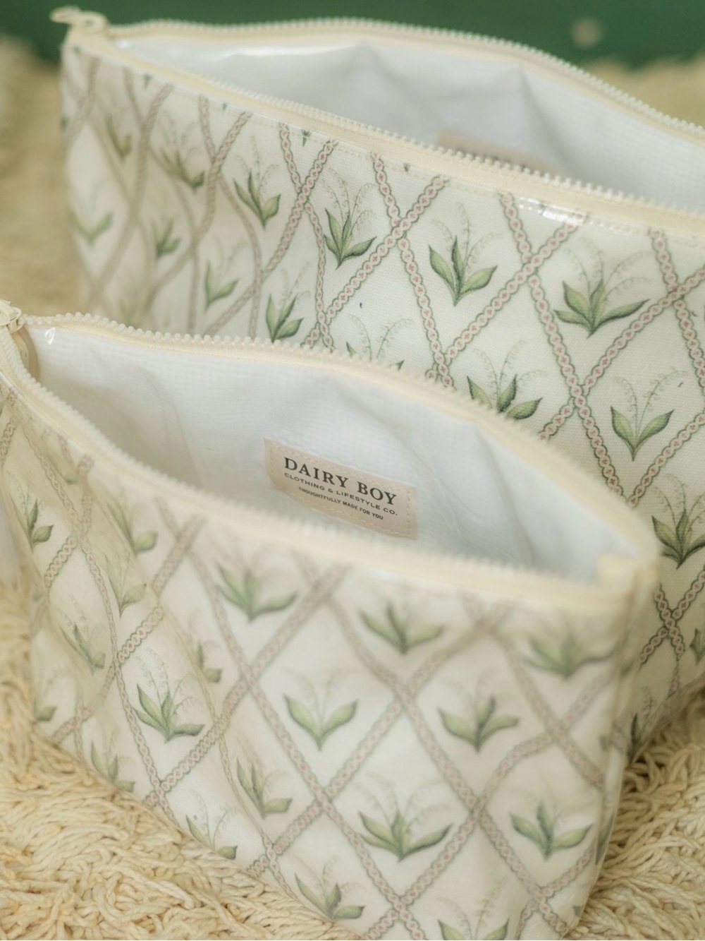 Large Dairy Boy Makeup Bag - Lily of the Valley